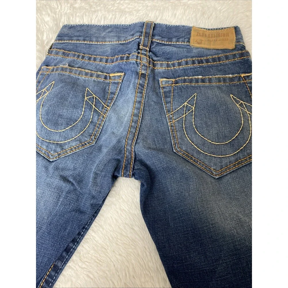 True Religion Denim Jeans Size 30 Straight Blue Stitched Western Cowboy Cotton
